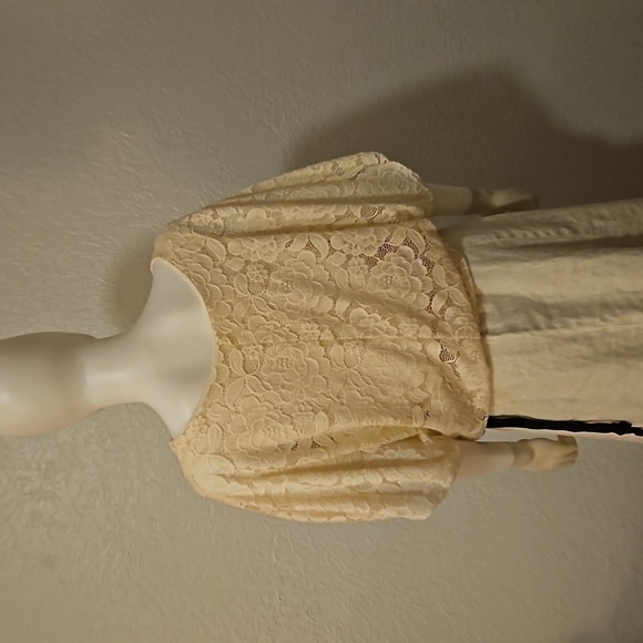 BRITTANY BLACK Ivory Lace Blouson Poncho Style Dolman Sleeve Blouse XL - Picture 4 of 6